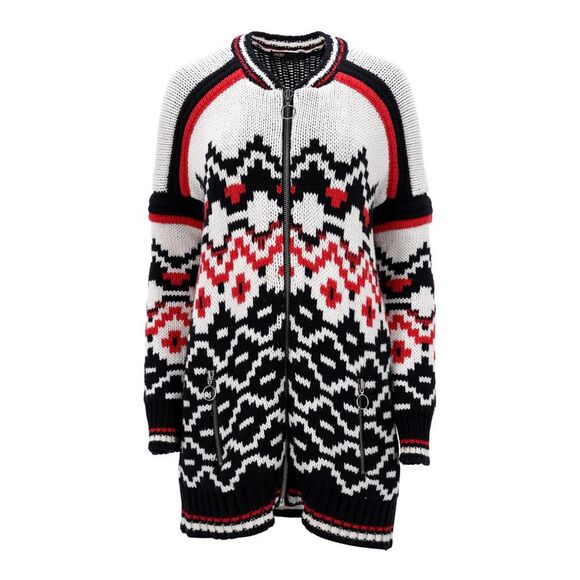 Maje Mercouer Fair Isle Zip-Front Cardigan in Multicolor Wool - Picture 1 of 10